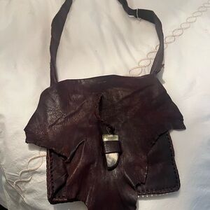 Handcrafted Leather Shoulder Bag - Brown